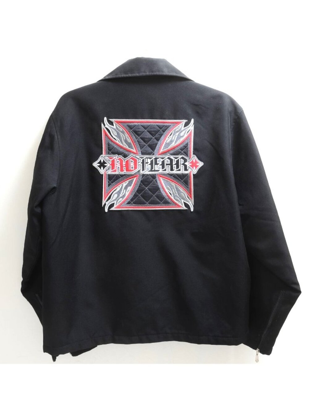 Rare‎ VTG 90s NO FEAR Men's M Moto Skate BMX Embroidered Patch Jacket